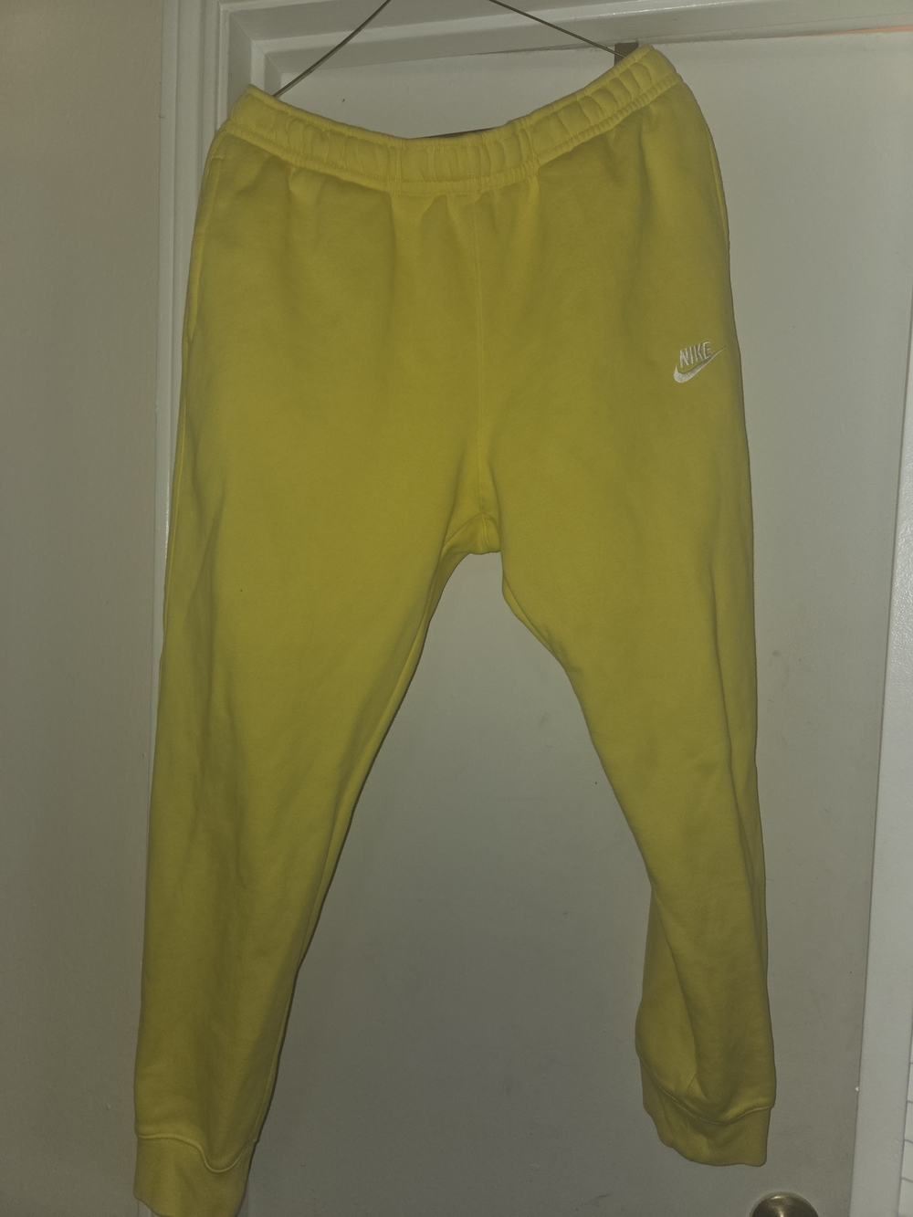 Nike Yellow Fleece Joggers with White Swoosh